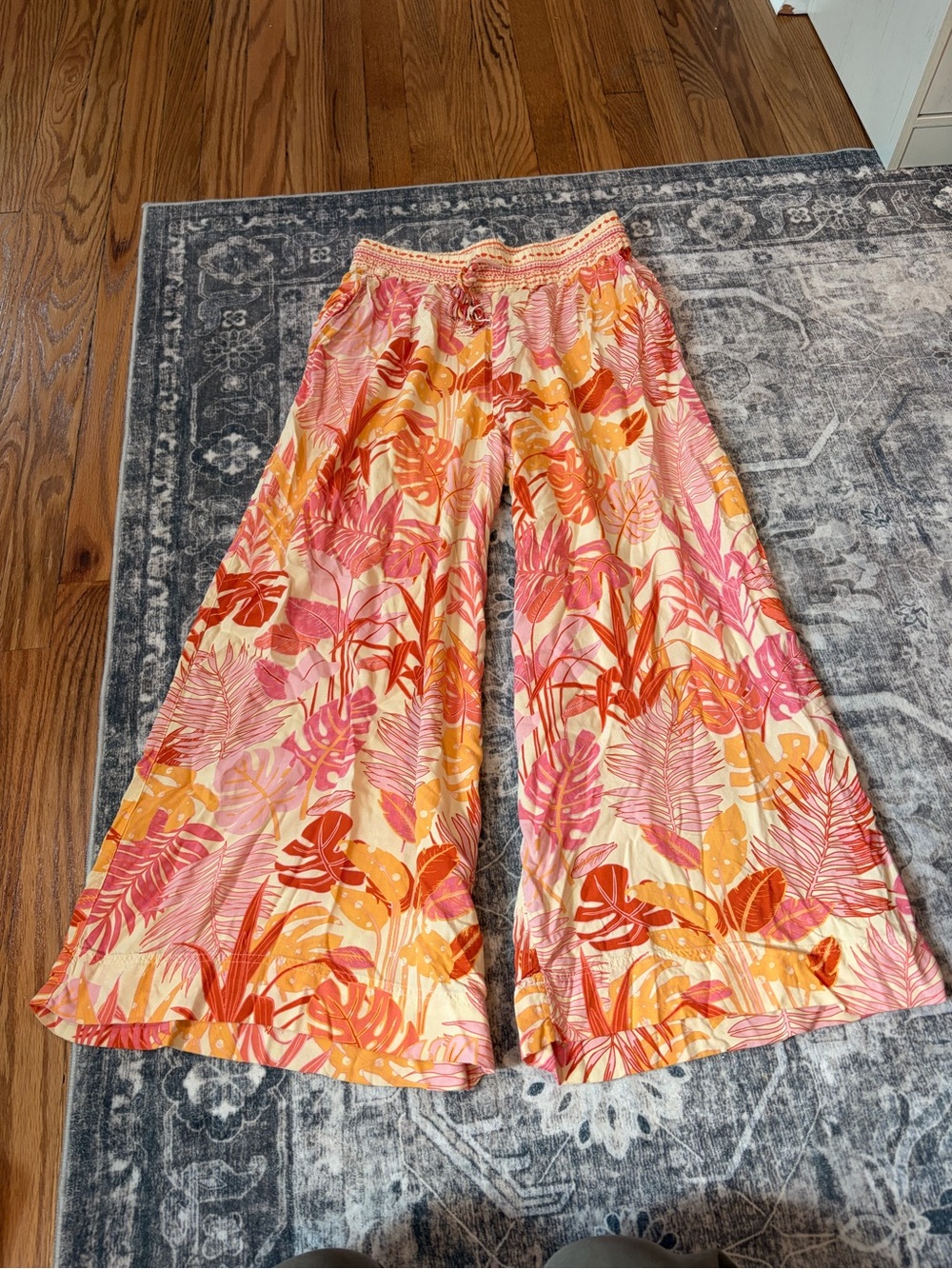 Haute Hippie Women's Tropical Wide-Leg Pants - Pink, Orange & Cream